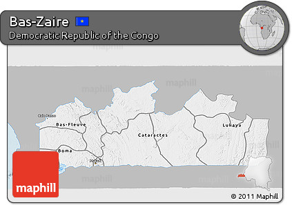 Gray 3D Map of Bas-Zaire, single color outside