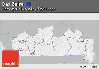Gray 3D Map of Bas-Zaire, single color outside