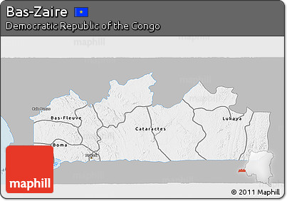 Gray 3D Map of Bas-Zaire, single color outside