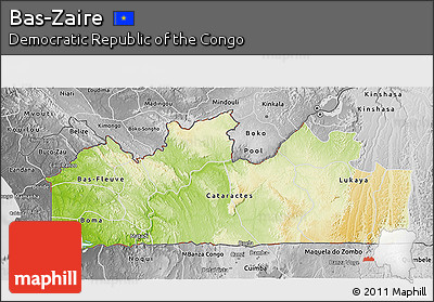 Physical 3D Map of Bas-Zaire, desaturated