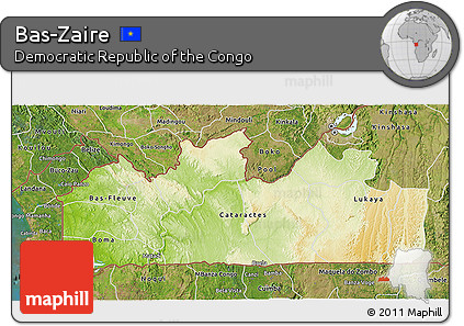 Physical 3D Map of Bas-Zaire, satellite outside