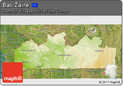 Physical 3D Map of Bas-Zaire, satellite outside