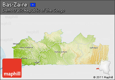 Physical 3D Map of Bas-Zaire, single color outside