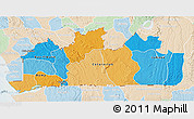 Political 3D Map of Bas-Zaire, lighten