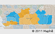 Political 3D Map of Bas-Zaire, lighten, semi-desaturated
