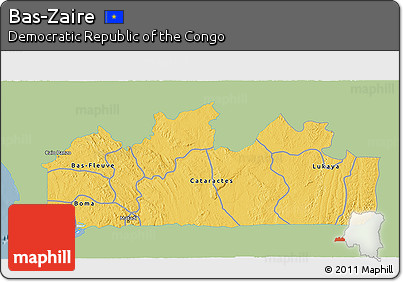Savanna Style 3D Map of Bas-Zaire, single color outside