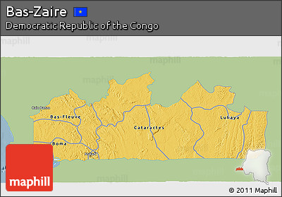 Savanna Style 3D Map of Bas-Zaire, single color outside