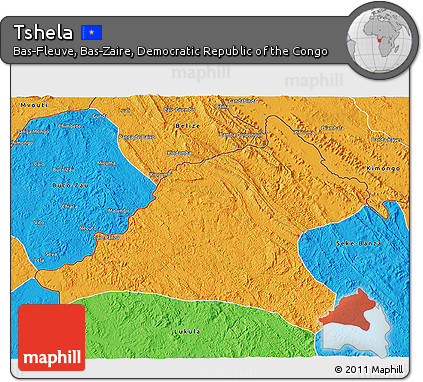 Political 3D Map of Tshela
