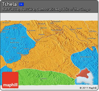 Political 3D Map of Tshela
