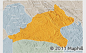 Political 3D Map of Tshela, lighten, semi-desaturated