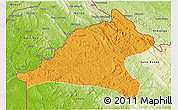 Political 3D Map of Tshela, physical outside