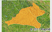 Political 3D Map of Tshela, satellite outside