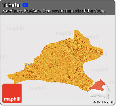 Political 3D Map of Tshela, single color outside