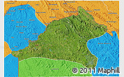 Satellite 3D Map of Tshela, political outside
