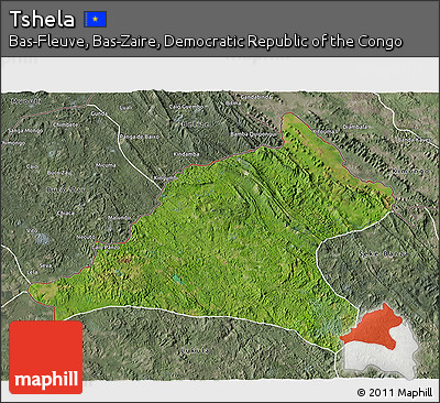 Satellite 3D Map of Tshela, semi-desaturated