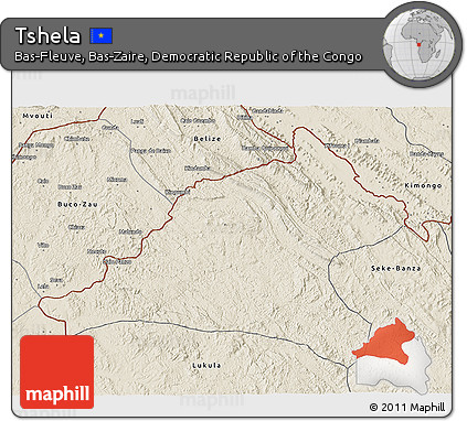 Shaded Relief 3D Map of Tshela