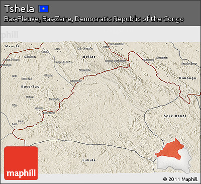 Shaded Relief 3D Map of Tshela