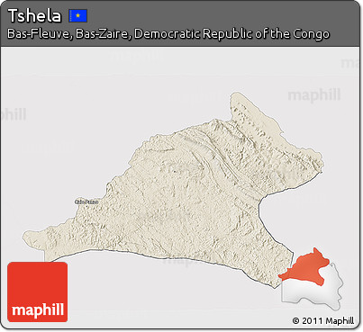 Shaded Relief 3D Map of Tshela, single color outside