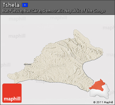 Shaded Relief 3D Map of Tshela, single color outside