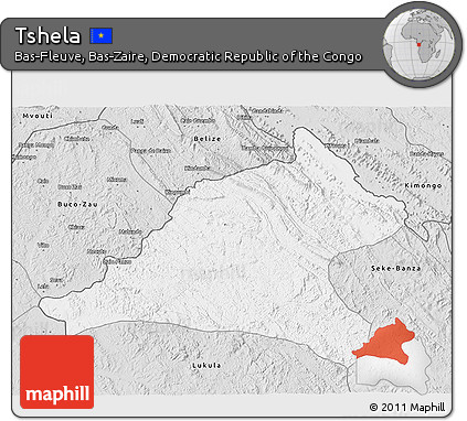 Silver Style 3D Map of Tshela