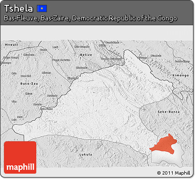 Silver Style 3D Map of Tshela