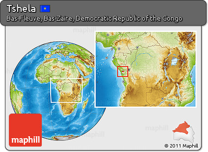 Physical Location Map of Tshela, highlighted parent region, within the entire country