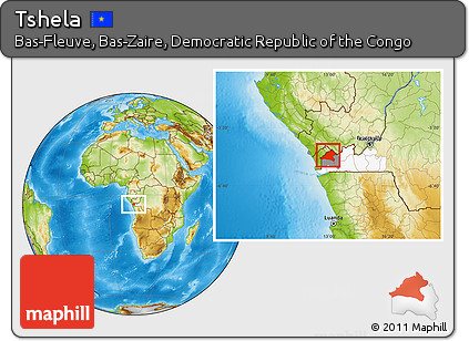 Physical Location Map of Tshela, highlighted parent region, highlighted grandparent region