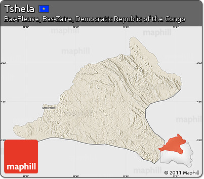 Shaded Relief Map of Tshela, single color outside