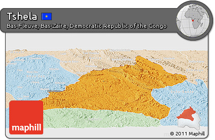 Political Panoramic Map of Tshela, lighten
