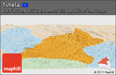 Political Panoramic Map of Tshela, lighten