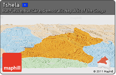 Political Panoramic Map of Tshela, lighten