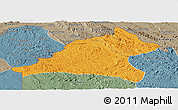 Political Panoramic Map of Tshela, semi-desaturated
