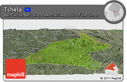 Satellite Panoramic Map of Tshela, semi-desaturated