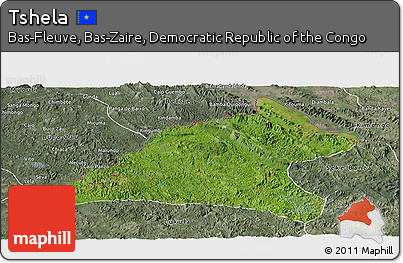 Satellite Panoramic Map of Tshela, semi-desaturated