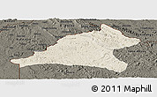 Shaded Relief Panoramic Map of Tshela, darken