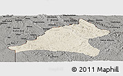 Shaded Relief Panoramic Map of Tshela, darken, semi-desaturated