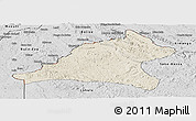 Shaded Relief Panoramic Map of Tshela, desaturated