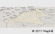 Shaded Relief Panoramic Map of Tshela, semi-desaturated