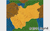 Political 3D Map of Luozi, darken