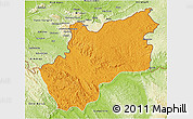 Political 3D Map of Luozi, physical outside