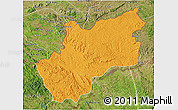 Political 3D Map of Luozi, satellite outside