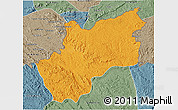 Political 3D Map of Luozi, semi-desaturated