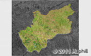 Satellite 3D Map of Luozi, darken, desaturated