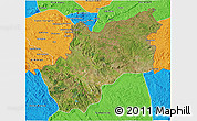 Satellite 3D Map of Luozi, political outside