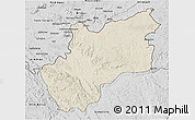 Shaded Relief 3D Map of Luozi, desaturated