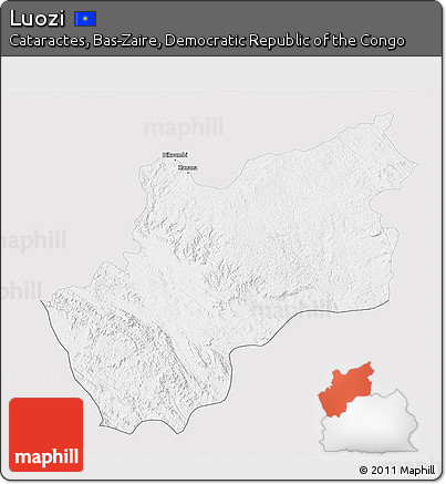 Silver Style 3D Map of Luozi, single color outside