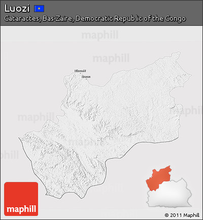 Silver Style 3D Map of Luozi, single color outside