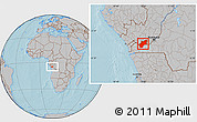 Gray Location Map of Luozi, hill shading