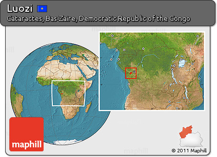 Satellite Location Map of Luozi, within the entire country