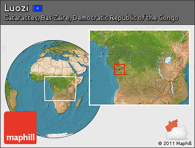 Satellite Location Map of Luozi, within the entire country